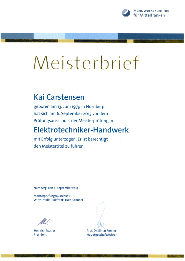Screenshot 2026-05-07 124622 Meisterbrief von Kai Carstensen im Elektrotechniker-Handwerk