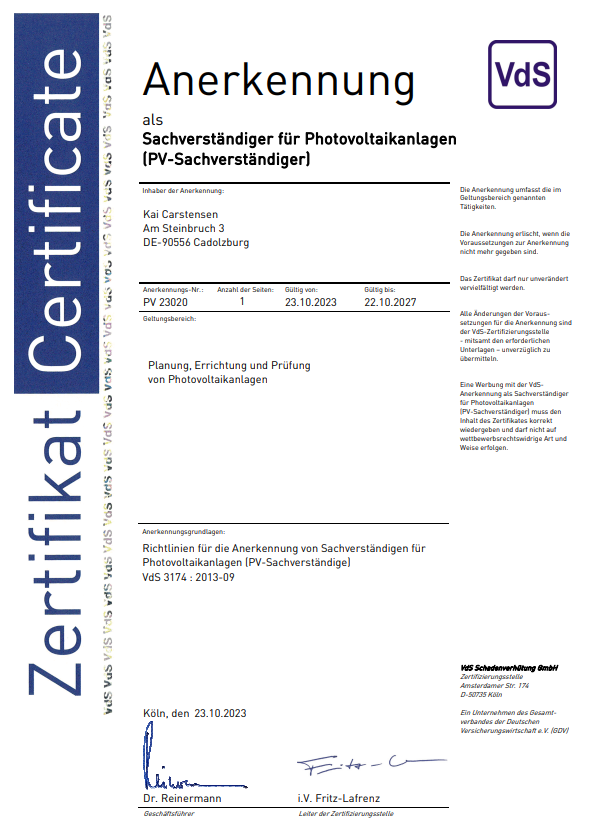 Screenshot 2026-05-07 124748 VdS-Anerkennungszertifikat von Kai Carstensen als Sachverständiger für Photovoltaikanlagen